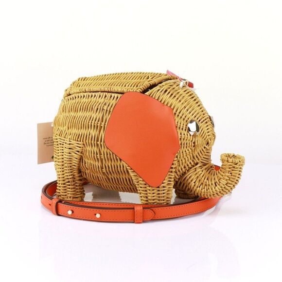 NEW Kate Spade Wicker Elephant Crossbody Bag Orange - Picture 4 of 10